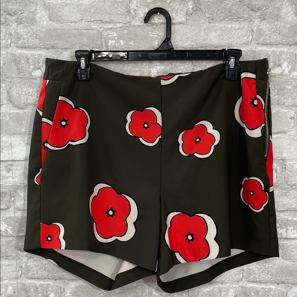 Eloquii Red Floral High Waist Shorts